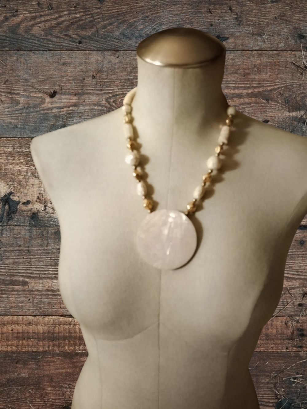 Gold and Cream Statement Necklace